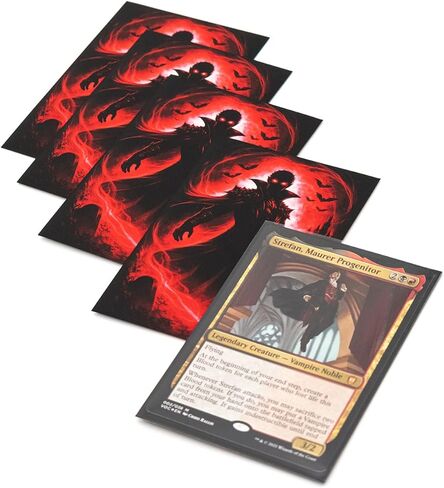 MTG Sleeves by Arcanum Industries, 103 Matte Card Sleeves for Magic The Gathering & TCG - Premium Shuffle Feel & Borderless Art with Black Interior (Red/Black Vampire) in Saudi Arabia