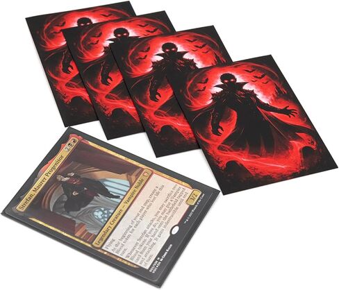 MTG Sleeves by Arcanum Industries, 103 Matte Card Sleeves for Magic The Gathering & TCG - Premium Shuffle Feel & Borderless Art with Black Interior (Red/Black Vampire) in Saudi Arabia