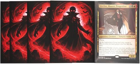 MTG Sleeves by Arcanum Industries, 103 Matte Card Sleeves for Magic The Gathering & TCG - Premium Shuffle Feel & Borderless Art with Black Interior (Red/Black Vampire) in Saudi Arabia