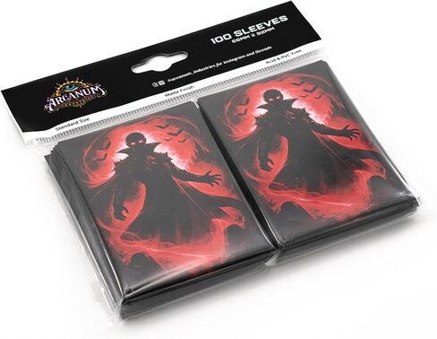 MTG Sleeves by Arcanum Industries, 103 Matte Card Sleeves for Magic The Gathering & TCG - Premium Shuffle Feel & Borderless Art with Black Interior (Red/Black Vampire) in Saudi Arabia