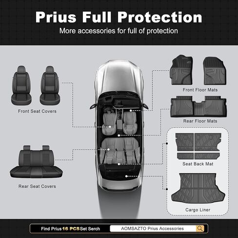 AOMSAZTO Cargo Mat & Backrest Mat Compatible with 2010-2014 Toyota Prius (Not Fit Plug-in, V or C Models): TPE All Weather Protection Anti-Slip Cargo Liner for 2014 Prius Accessories in Kuwait
