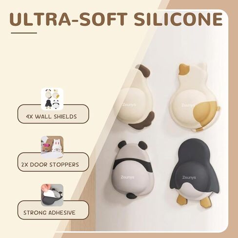 6Pack Cute Animal Door Knob Wall Protector for Door Knobs Stopper, Wall Protectors from Door Knobs, Used for Walls and Door Handles in Baby Rooms and Kindergartens in Saudi Arabia