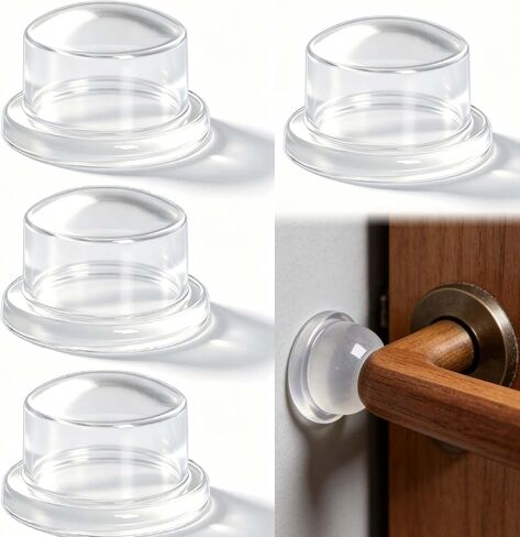 4 Pack Rubber Door Bumper - Small Size Rubber Bumpers - Clear Door Stoppers for Wall - Wall Protector Clear Rubber Door Stop- Silicone Bumpers for Wall- Stick on Wall Protector for Walls Heavy Use in Saudi Arabia