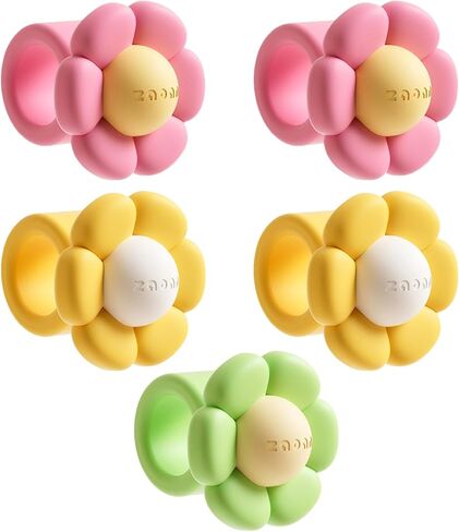 5 Pieces Flower Door Handle Covers | Silicone Anti-Collision and Noise Reducing Decorative Cushion | Easy Install Wall Protector for Home Offices in Saudi Arabia