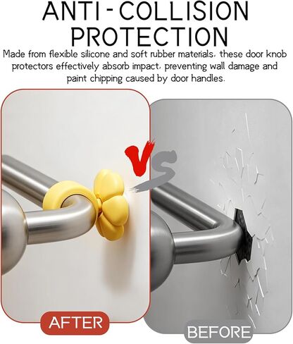 5 Pieces Flower Door Handle Covers | Silicone Anti-Collision and Noise Reducing Decorative Cushion | Easy Install Wall Protector for Home Offices in Saudi Arabia