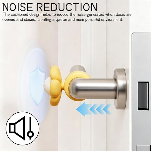 5 Pieces Flower Door Handle Covers | Silicone Anti-Collision and Noise Reducing Decorative Cushion | Easy Install Wall Protector for Home Offices in Saudi Arabia