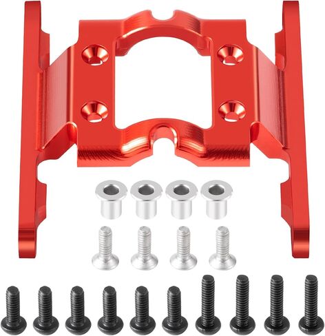 CNC Aluminum Skid Plate Transmission Mount Bracket Gearbox Base Center Frame Brace Plate Compatible with FMS FCX18 LC80 1/18 RC Crawler Car Upgrades (Red) in Kuwait