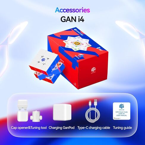 GAN i4 UV، مكعب سرعة بلوتوث 3x3، قلب ذكي متعدد الاتجاهات، مكعب سرعة مغناطيسي إلكتروني مع شحن GanPod، خطوات حركات تتبع الجيروسكوب مع منافسة التطبيق عبر الإنترنت، GAN i 4 in Kuwait
