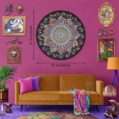 Mandala Flower Puzzles for Adults 1000 Pieces, Difficult Impossible Hard Puzzle, Round Colorful Trippy Challenge Jigsaw Puzzle in Kuwait