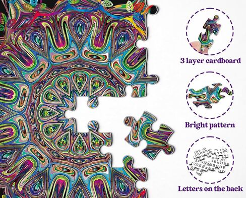Mandala Flower Puzzles for Adults 1000 Pieces, Difficult Impossible Hard Puzzle, Round Colorful Trippy Challenge Jigsaw Puzzle in Kuwait