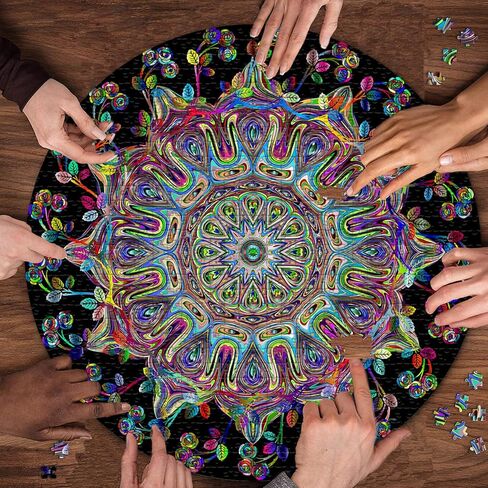 Mandala Flower Puzzles for Adults 1000 Pieces, Difficult Impossible Hard Puzzle, Round Colorful Trippy Challenge Jigsaw Puzzle in Kuwait