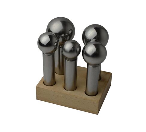 5 Piece Large Dapping Doming Punch Set w/Wooden Stand - 28 mm to 45 mm Jewelry Making Repair Metal Forming Tool in Kuwait