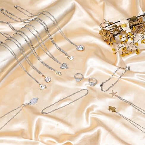 Afcabakila 15 Rolls Necklace Chains Stainless Steel Jewelry Chains Kit 118 Feet Silver for Jewelry Making DIY Necklace Bracelet Making with Jump Rings Lobster Clasps and Connectors in Kuwait