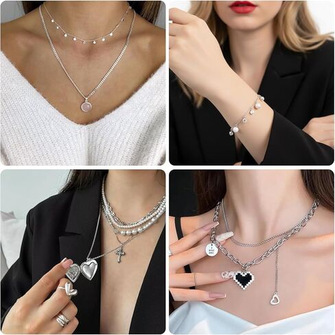 Afcabakila 15 Rolls Necklace Chains Stainless Steel Jewelry Chains Kit 118 Feet Silver for Jewelry Making DIY Necklace Bracelet Making with Jump Rings Lobster Clasps and Connectors in Kuwait