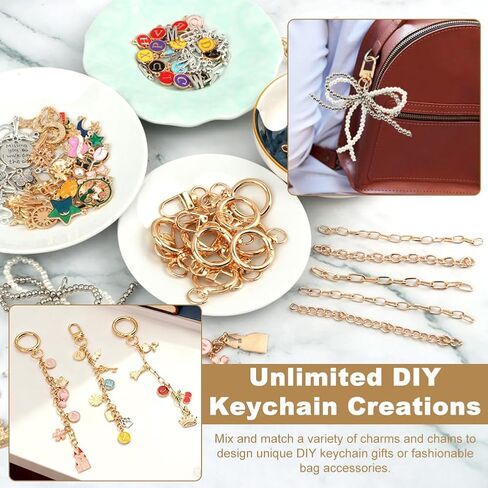 Yonderfume 333Pcs Lip Gloss Keychain Making Kit with Charms, Including 20 Keychains Clips 25 Extender Chain 118 Charm Jewelry Plier, DIY Craft Supplies with Charms, Key Chain Hooks for Bags in Kuwait