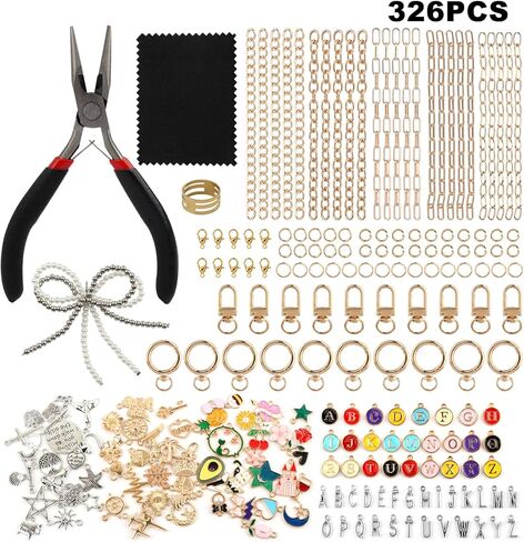 Yonderfume 333Pcs Lip Gloss Keychain Making Kit with Charms, Including 20 Keychains Clips 25 Extender Chain 118 Charm Jewelry Plier, DIY Craft Supplies with Charms, Key Chain Hooks for Bags in Kuwait
