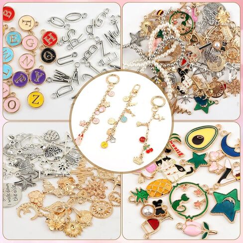 Yonderfume 333Pcs Lip Gloss Keychain Making Kit with Charms, Including 20 Keychains Clips 25 Extender Chain 118 Charm Jewelry Plier, DIY Craft Supplies with Charms, Key Chain Hooks for Bags in Kuwait