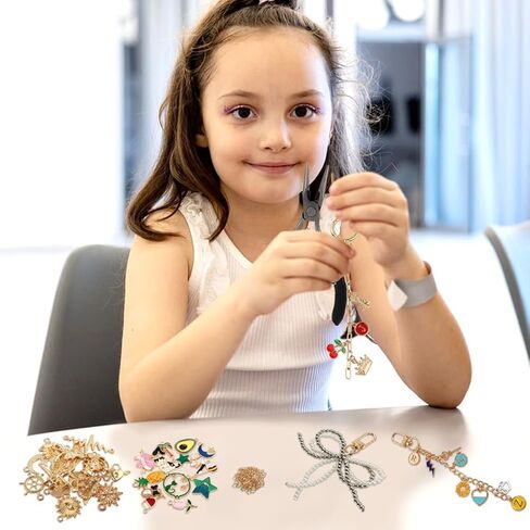 Yonderfume 333Pcs Lip Gloss Keychain Making Kit with Charms, Including 20 Keychains Clips 25 Extender Chain 118 Charm Jewelry Plier, DIY Craft Supplies with Charms, Key Chain Hooks for Bags in Kuwait