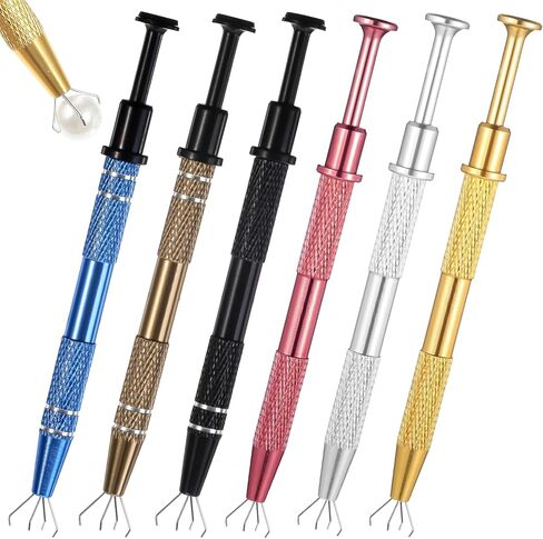 Eldraqth Jewelry Grabber Tool, 6 Pcs 4 Claw Stainless Steel Ball Grabber Multicolor Earring Grabber Tool Jewelry Ball Screw on Tools Flat Back Septum Ball Screw Tools for Diamonds DIY Craft in Kuwait