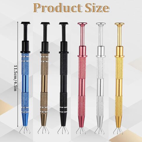 Eldraqth Jewelry Grabber Tool, 6 Pcs 4 Claw Stainless Steel Ball Grabber Multicolor Earring Grabber Tool Jewelry Ball Screw on Tools Flat Back Septum Ball Screw Tools for Diamonds DIY Craft in Kuwait