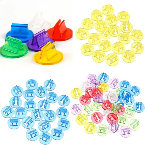 60 Pack Game Card Stands Display Plastic Blank Game Board Holder Clips Photocard Holder Token Card Stand for Tabletop Game Standees Board Game Markers Postcards Blank Cards Greeting Cards Note Cards in Kuwait
