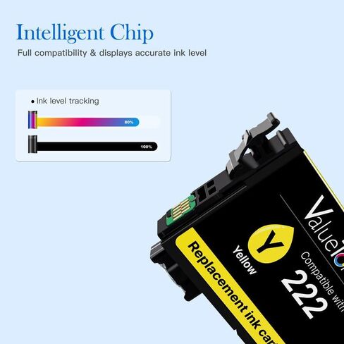 222XL Ink Cartridges for Epson Printer (5-Pack) High-Capacity Black & Standard Color Remanufactured for Epson 222 Ink Cartridges 222XL Work with Workforce WF-2960 Expression XP-5200 Printer in Kuwait