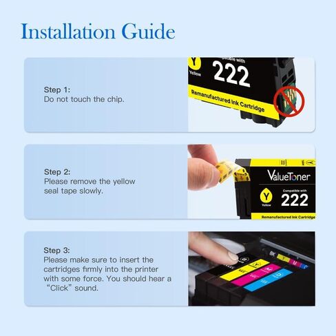 222XL Ink Cartridges for Epson Printer (5-Pack) High-Capacity Black & Standard Color Remanufactured for Epson 222 Ink Cartridges 222XL Work with Workforce WF-2960 Expression XP-5200 Printer in Kuwait