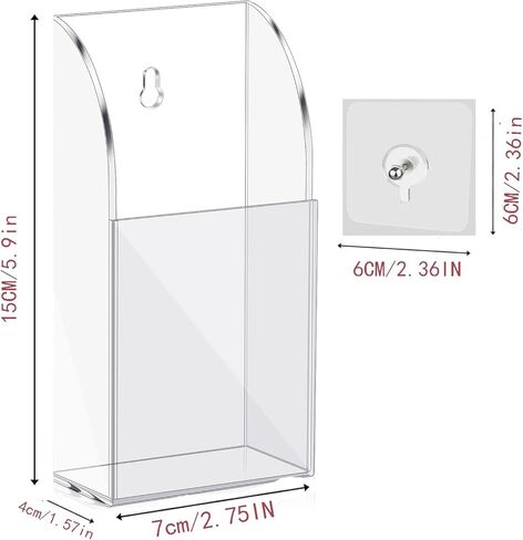 4 Pieces Acrylic Remote Control Holder Clear Wall Mount Media Organizer Single Compartment Pen Holder for Wall Pencil Holder TV Remote Holder Wall Mount Storage Box for File Makeup Marker Brush Phone in Saudi Arabia