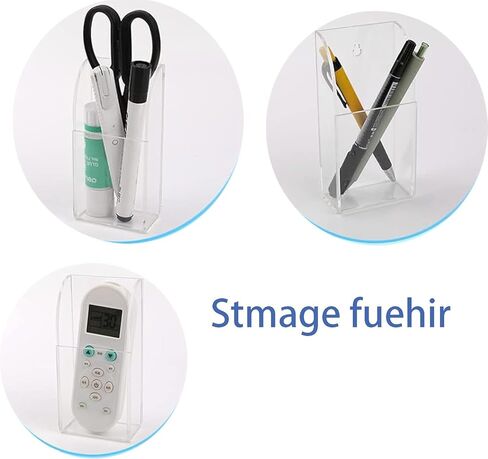 4 Pieces Acrylic Remote Control Holder Clear Wall Mount Media Organizer Single Compartment Pen Holder for Wall Pencil Holder TV Remote Holder Wall Mount Storage Box for File Makeup Marker Brush Phone in Saudi Arabia