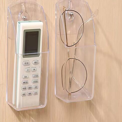 4 Pieces Acrylic Remote Control Holder Clear Wall Mount Media Organizer Single Compartment Pen Holder for Wall Pencil Holder TV Remote Holder Wall Mount Storage Box for File Makeup Marker Brush Phone in Saudi Arabia