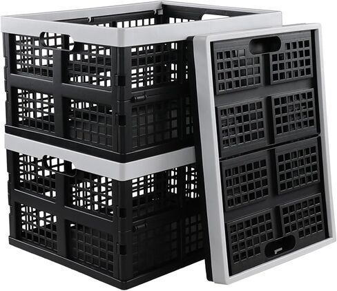34 L Plastic Collapsible Crates, Folding Rectangular Storage Crate, 3 Packs in Saudi Arabia