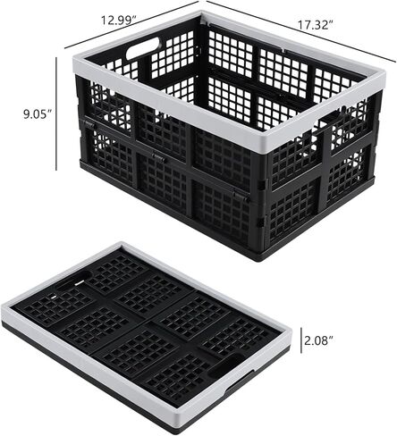 34 L Plastic Collapsible Crates, Folding Rectangular Storage Crate, 3 Packs in Saudi Arabia
