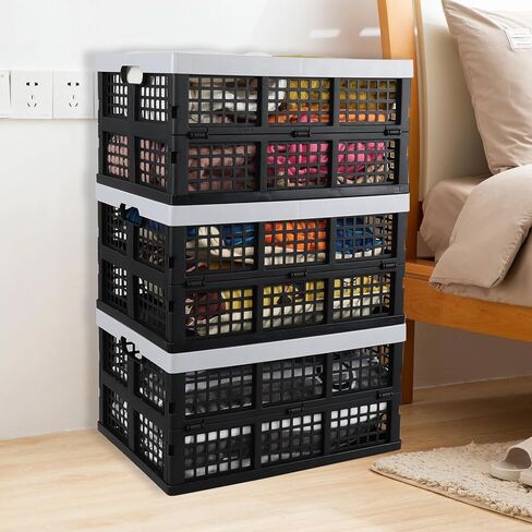 34 L Plastic Collapsible Crates, Folding Rectangular Storage Crate, 3 Packs in Saudi Arabia
