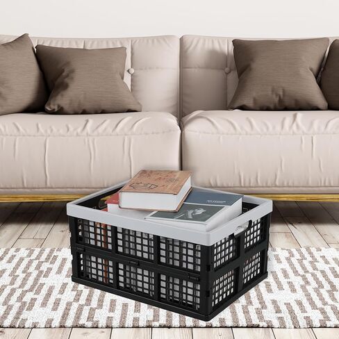 34 L Plastic Collapsible Crates, Folding Rectangular Storage Crate, 3 Packs in Saudi Arabia