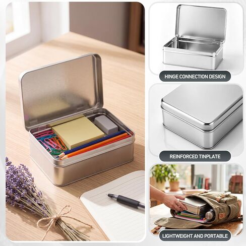 Gueevin 6 Pcs Metal Crayon Box Large Crayon Case Bulk Tin Storage Box with Hinged Lid for Crayons Pencils Eraser Craft Supplies, Holds 64 Crayons, 6.3 x 4.2 x 2.1 Inches in Kuwait