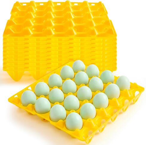Teenyyou 10 Pack 20 Plastic Egg Trays Stackable Duck Eggs Crates Multiple Egg Flats Holder Cartons Storing, Sorting, and Shipping for Duck Goose Turkey Peafowl in Kuwait