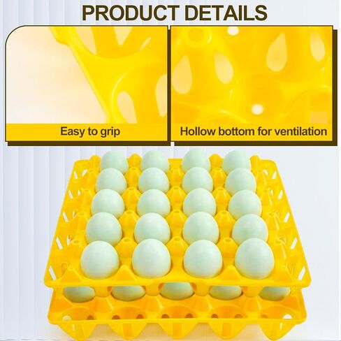 Teenyyou 10 Pack 20 Plastic Egg Trays Stackable Duck Eggs Crates Multiple Egg Flats Holder Cartons Storing, Sorting, and Shipping for Duck Goose Turkey Peafowl in Kuwait