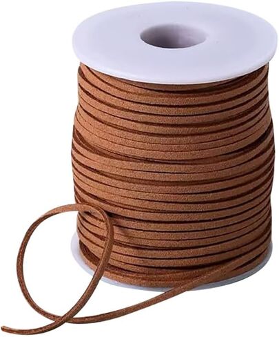 2.7 mm x 50 Yard Faux Leather String Cord Flat Suede Leather Lace Craft String for Necklaces Bracelet Cord Jewelry Making String Coffee Color in Kuwait