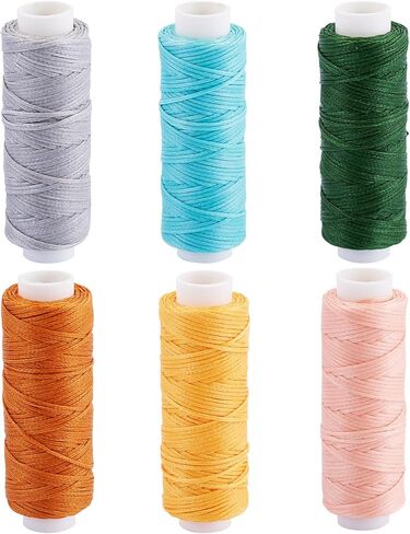6 Roll 0.5mm Waxed Threads Braiding Stitching Waxed Cords Flat Polyester Threads Colorful Friendship Bracelet String Sewing for Micro Macrame Jewelry Making in Kuwait