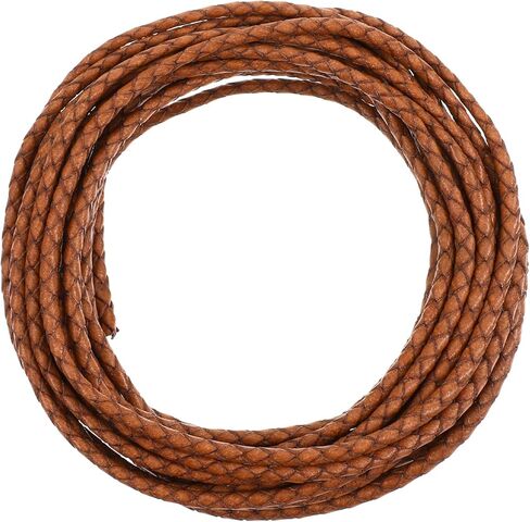 5.5 Yards Vintage Brown Leather Strips, 4mm Round Braided Leather Cord for Jewelry Making, Leathers Straps for Bracelet Necklace Beading DIY Crafts in Saudi Arabia