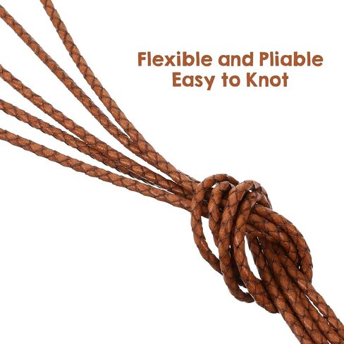 5.5 Yards Vintage Brown Leather Strips, 4mm Round Braided Leather Cord for Jewelry Making, Leathers Straps for Bracelet Necklace Beading DIY Crafts in Saudi Arabia