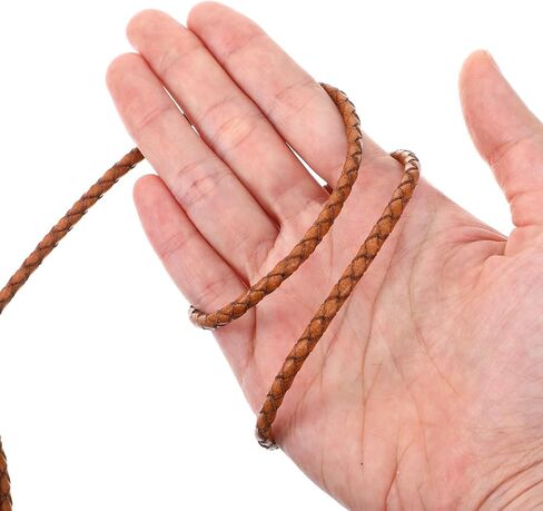 5.5 Yards Vintage Brown Leather Strips, 4mm Round Braided Leather Cord for Jewelry Making, Leathers Straps for Bracelet Necklace Beading DIY Crafts in Saudi Arabia
