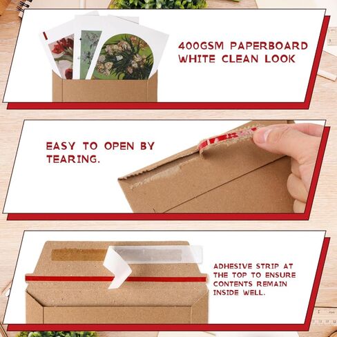 Fainne 200 Pcs 6 x 6'' Rigid Mailers 400 GSM Keep Flat Cardboard Mailers Shipping Cardboard Envelopes Disc DVD CD Envelopes with Self Adhesive Flap and Tear off Strip for Mailing Photo (Brown) in Kuwait