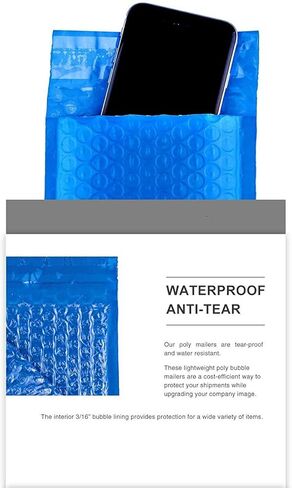 ProLine #00 5" x10" Blue Poly Bubble Mailers Self Seal Padded Shipping Envelopes Bags (Useable Size 5" x 9") (25) in Kuwait