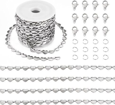 20m 304 Stainless Steel Cable Chains Jewelry Making Kit Soldered Thin Oval Link Chains with Lobster Claw Clasps Jump Rings for DIY Women Men Bracelet Necklace Craft Kit 1.6mm Wide in Kuwait