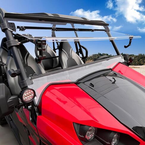 3-IN-1 Flip Up Front Windshield Compatible with 2016-2025 Kawasaki Teryx 800/ Teryx4 800 Accessories Clear Hard Coat Poly 1/5" Front Flip Windscreen Window in Kuwait