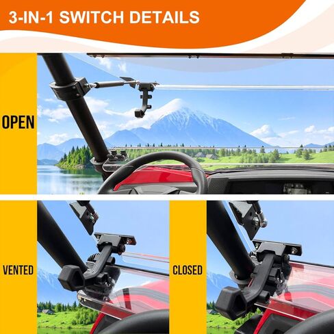 3-IN-1 Flip Up Front Windshield Compatible with 2016-2025 Kawasaki Teryx 800/ Teryx4 800 Accessories Clear Hard Coat Poly 1/5" Front Flip Windscreen Window in Kuwait