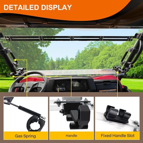 3-IN-1 Flip Up Front Windshield Compatible with 2016-2025 Kawasaki Teryx 800/ Teryx4 800 Accessories Clear Hard Coat Poly 1/5" Front Flip Windscreen Window in Kuwait