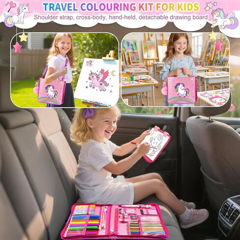 70Pcs Fruit Scented Markers Set - Kawaii Art Supplies with Unicorn Pencil Case, Coloring Set for Kids Include Marker, Pencil, Crayon, Pen, Eraser, Sticker, Unicorn Drawing Kit Birthday Gift for Girls in Saudi Arabia