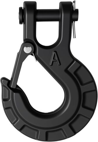 3/8" Forged Alloy Steel Clevis Slip Hook with Safety Latch, Heavy Duty Winch Hook 37400lbs Load Capacity for Truck Trailer Tow Chain Winch Cable Ropes (Matte Black) in Saudi Arabia